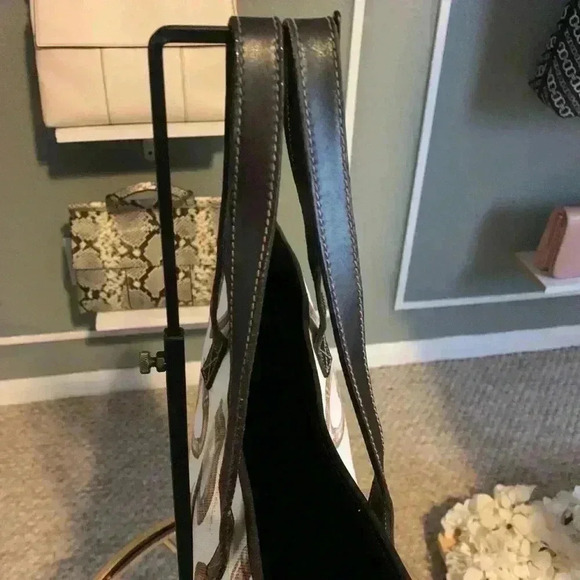 Gucci Vintage Tote Bag Canvas Leather Horsebit Logo  Pattern Beige and Brown. - Picture 5 of 15